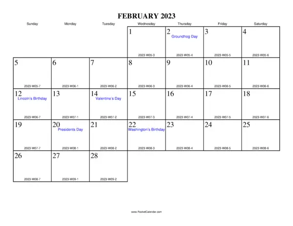 February 2023 ISO Calendar