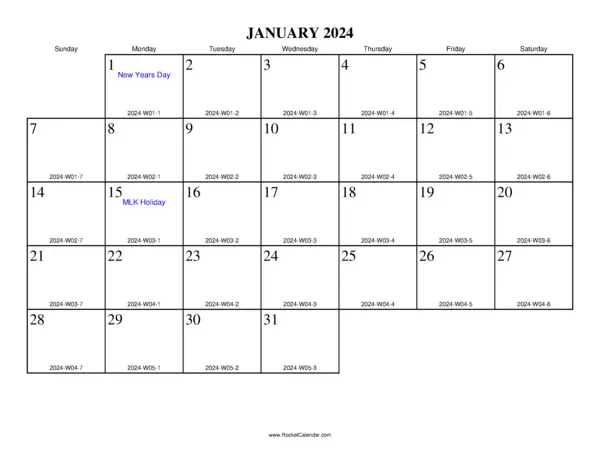 January 2024 ISO Calendar