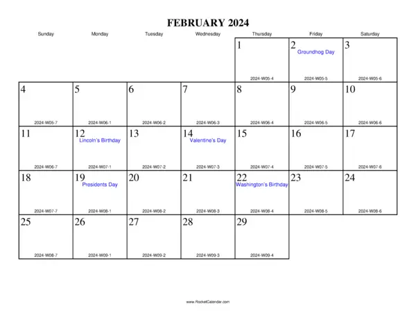 February 2024 ISO Calendar
