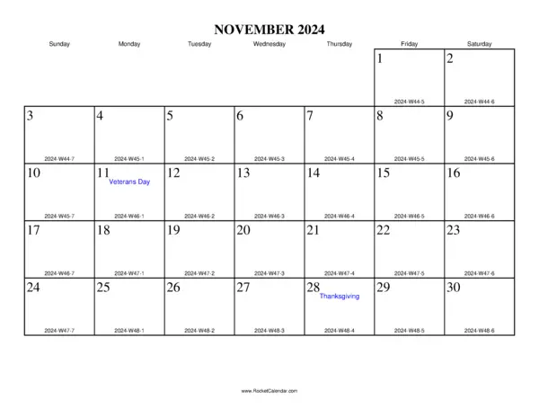 November 2024 ISO Calendar