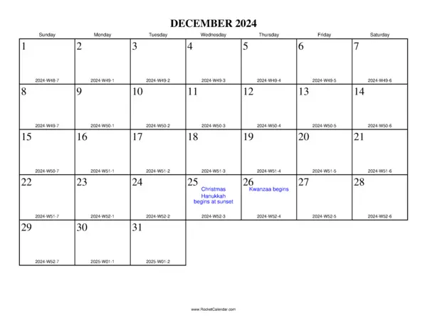December 2024 ISO Calendar