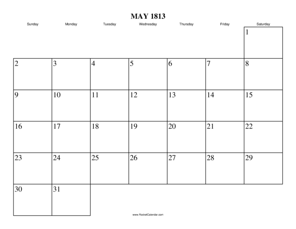 May 1813 Calendar