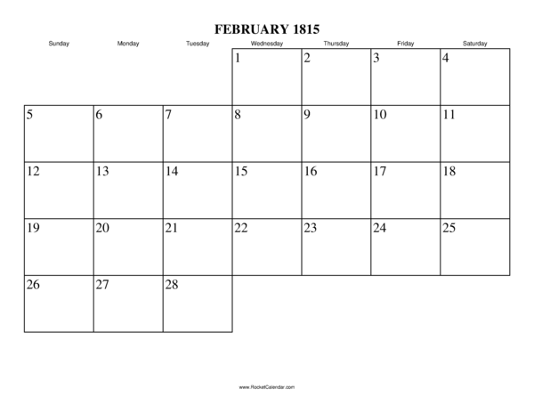 February 1815 Calendar