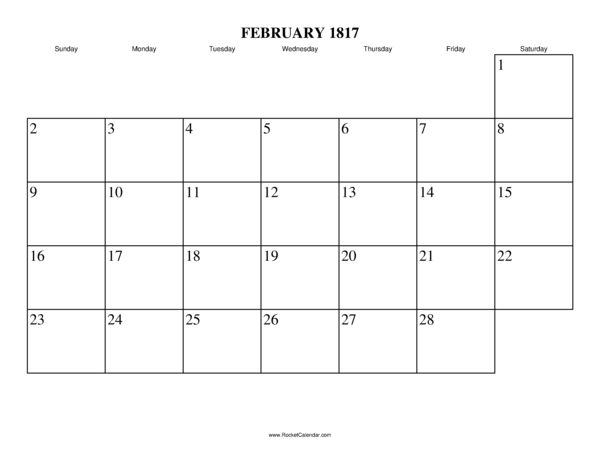 February 1817 Calendar