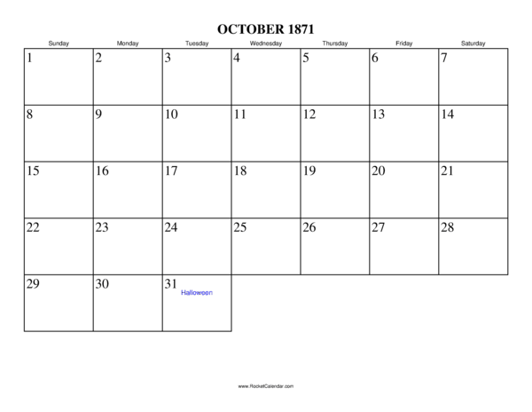 October 1871 Calendar