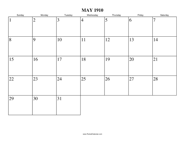 May 1910 Calendar