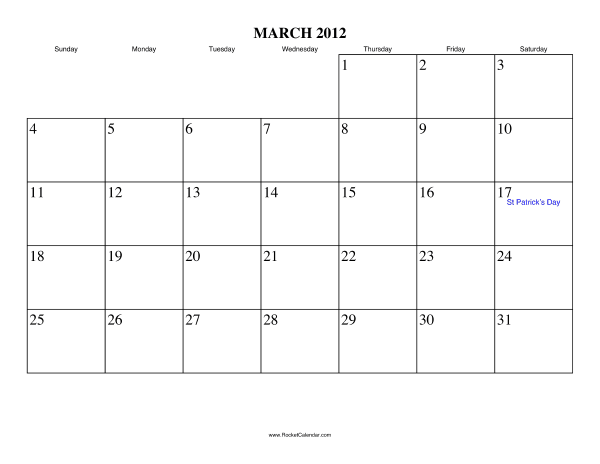 March 2012 Calendar