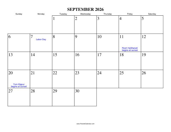 September 2026 Calendar