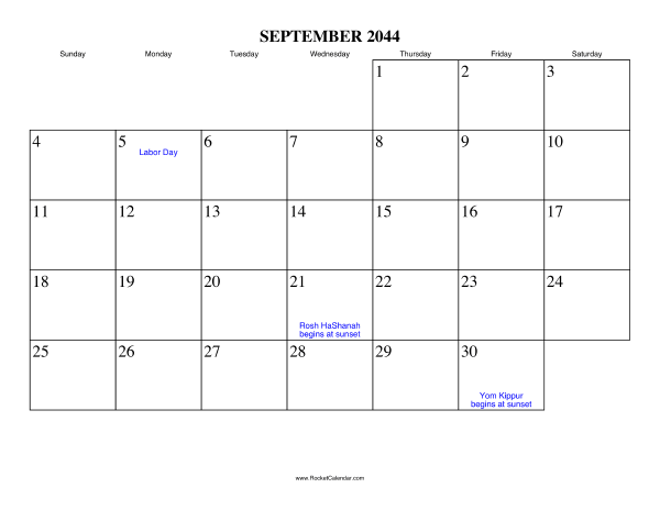 September 2044 Calendar