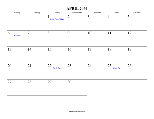 April 2064 Calendar
