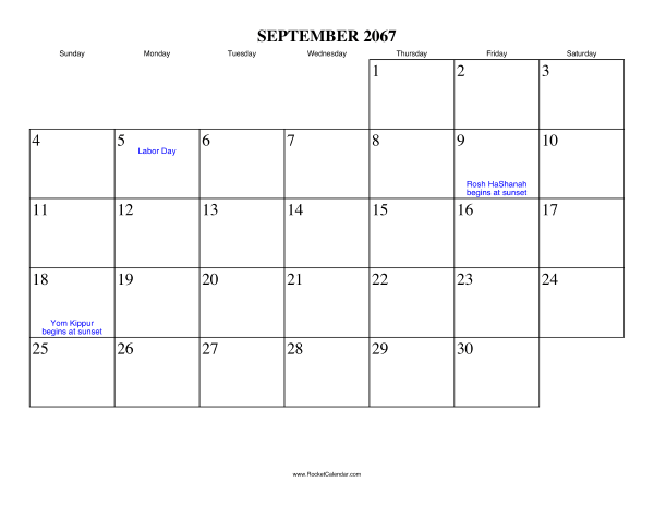 September 2067 Calendar