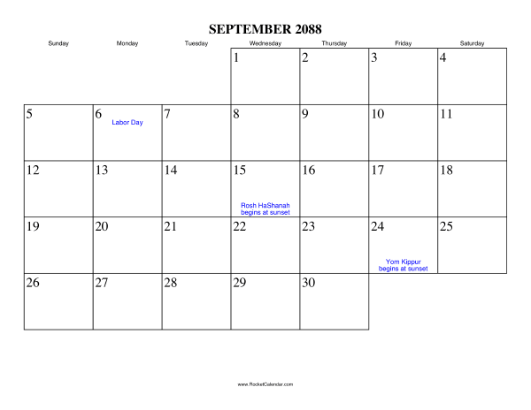 September 2088 Calendar