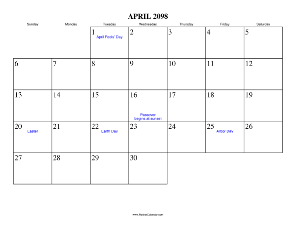 April 2098 Calendar
