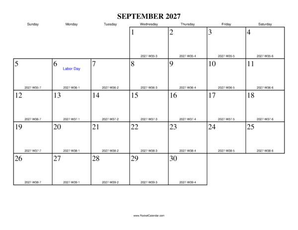 September 2027 ISO Calendar