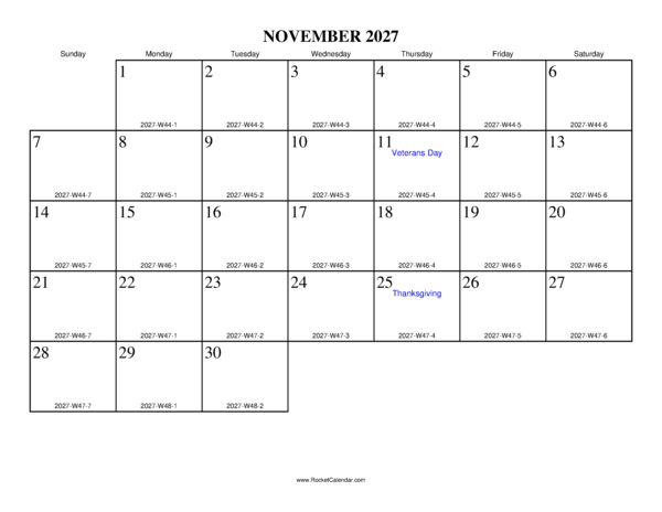 November 2027 ISO Calendar