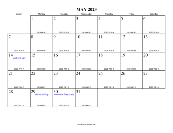 May 2023 ISO Calendar