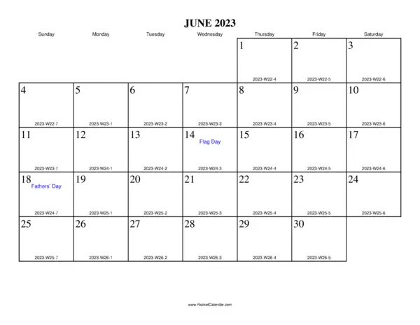 June 2023 ISO Calendar
