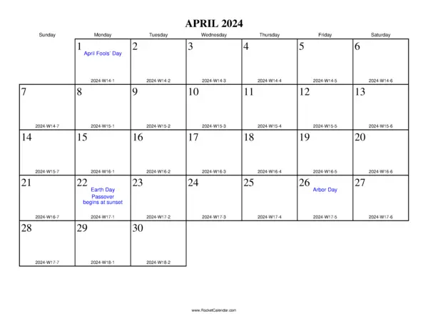 April 2024 ISO Calendar