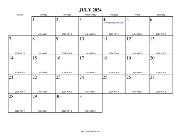 July 2024 ISO Calendar