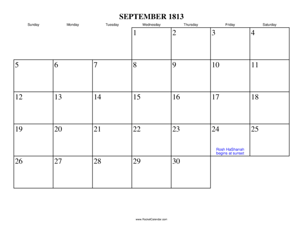 September 1813 Calendar