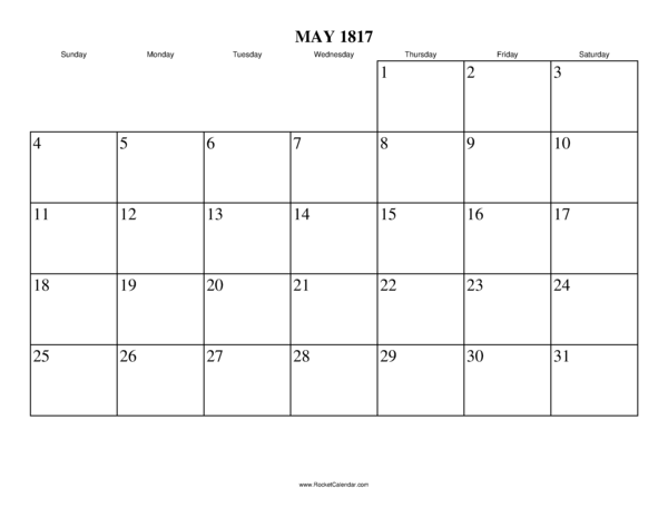 May 1817 Calendar