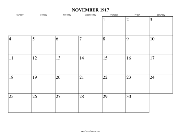 November 1917 Calendar
