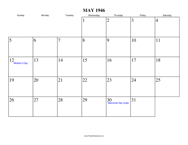 May 1946 Calendar