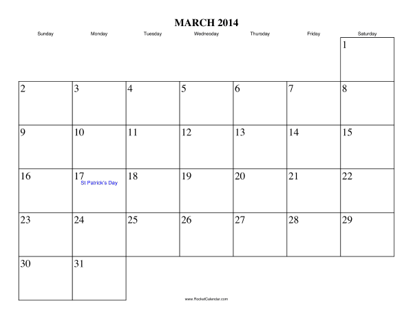 March 2014 Calendar