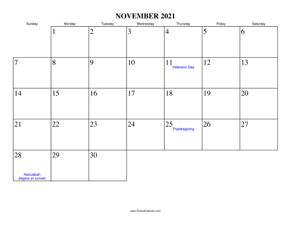 November 2021 Calendar