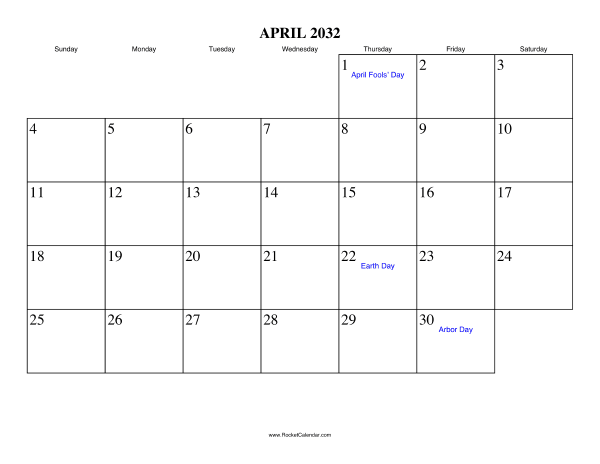 April 2032 Calendar
