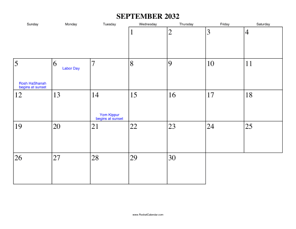 September 2032 Calendar