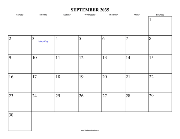 September 2035 Calendar