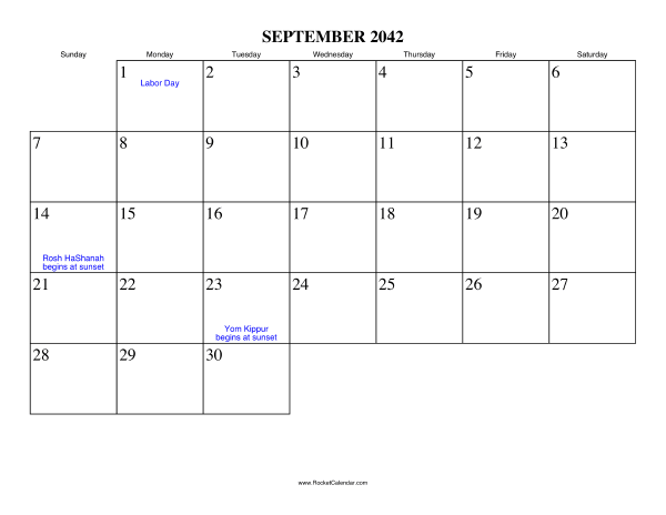 September 2042 Calendar