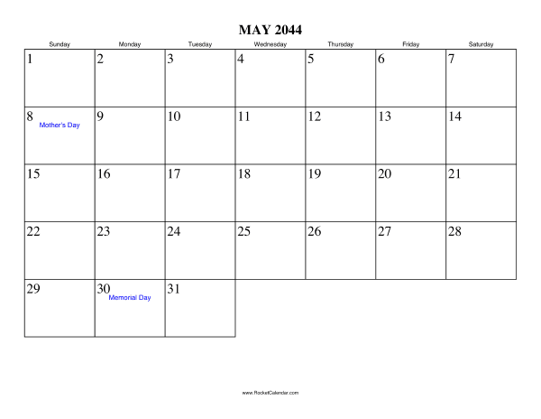 May 2044 Calendar