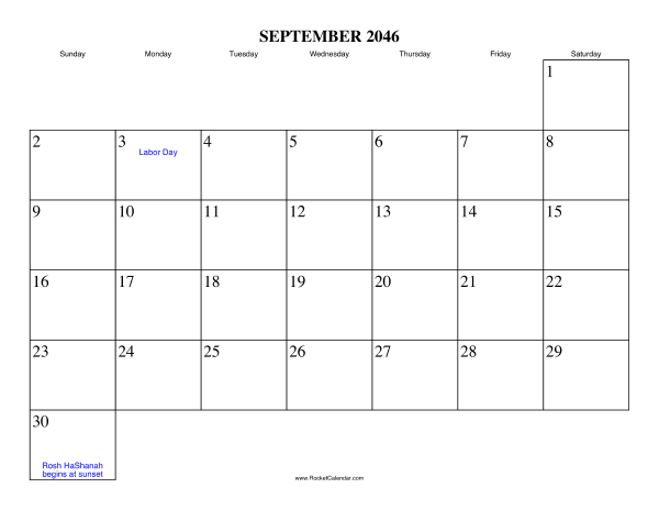 September 2046 Calendar