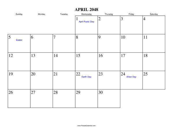 April 2048 Calendar
