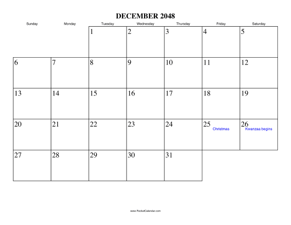 December 2048 Calendar