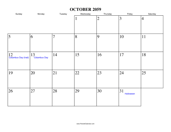 October 2059 Calendar
