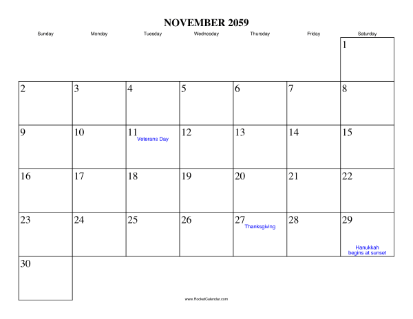 November 2059 Calendar