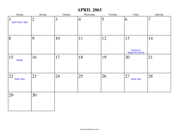 April 2063 Calendar