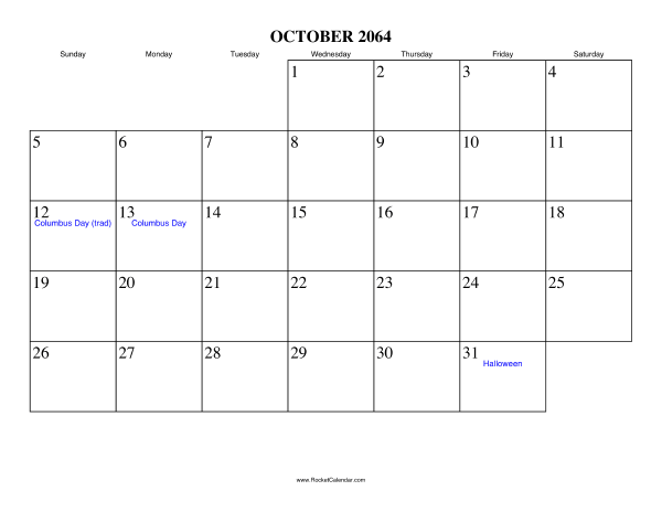 October 2064 Calendar