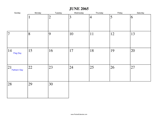 June 2065 Calendar