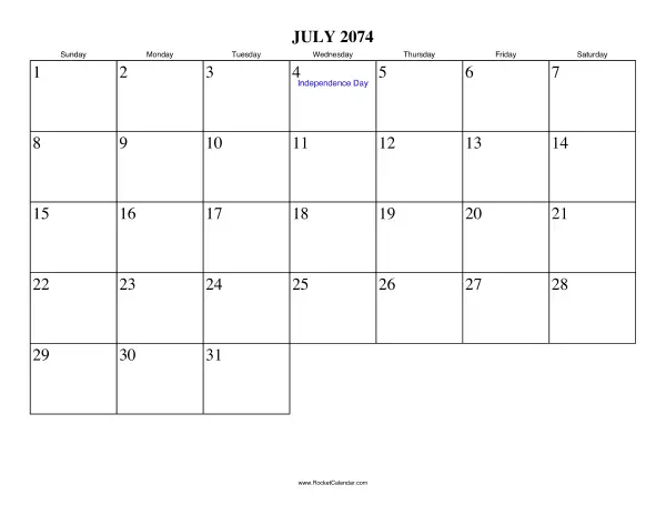July 2074 Calendar