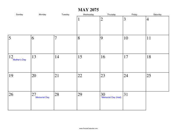 May 2075 Calendar