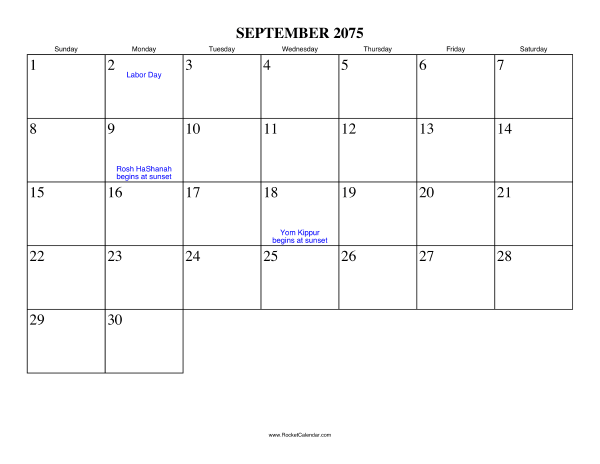 September 2075 Calendar