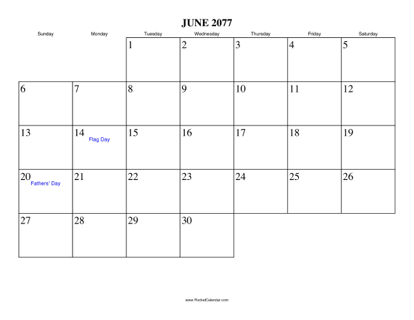 June 2077 Calendar
