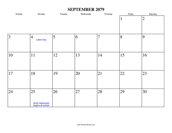 September 2079 Calendar