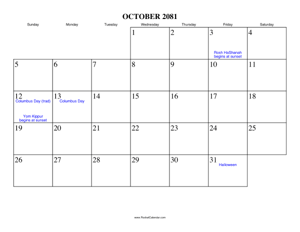 October 2081 Calendar
