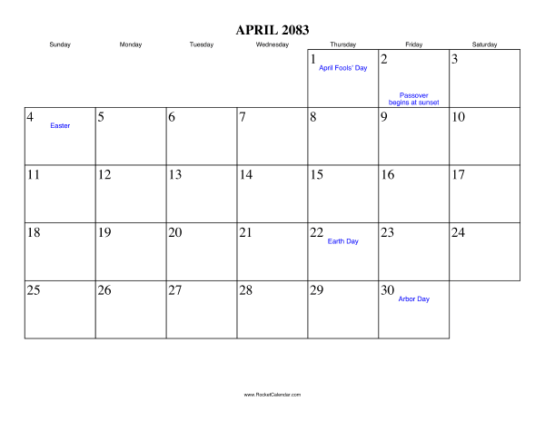 April 2083 Calendar