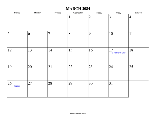 March 2084 Calendar